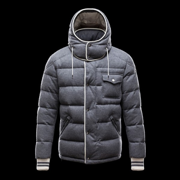 Moncler Semplice Collare Grigio Mock e cappuccio staccabile Uomo Cappotti